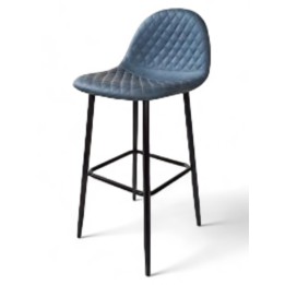 Taburete Boro negro polipiel azul-|Taburete bar - ESTILO VELVET