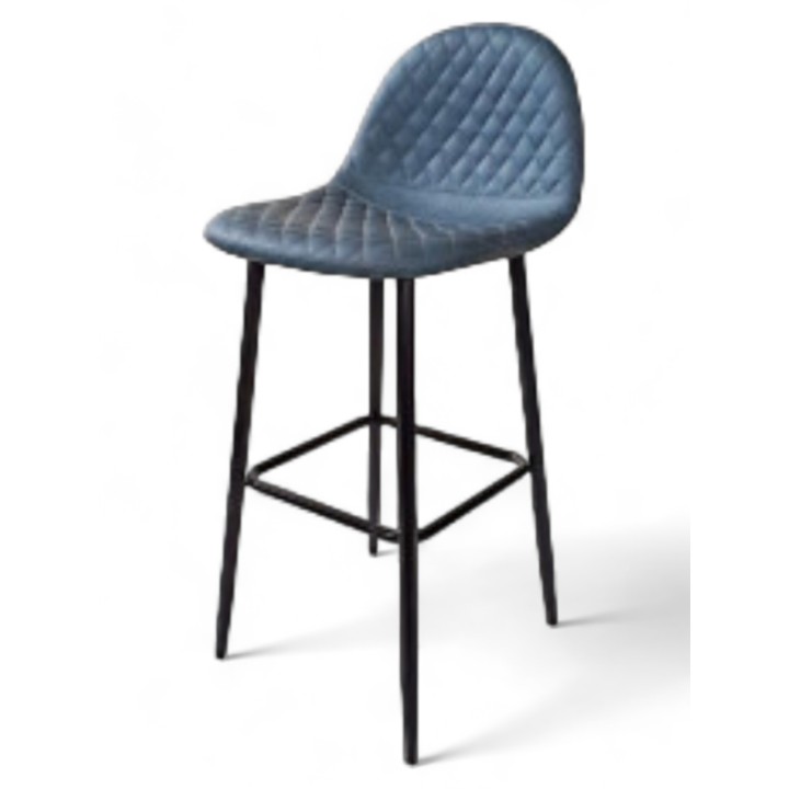 Taburete Boro negro polipiel azul-|Taburete bar - ESTILO VELVET