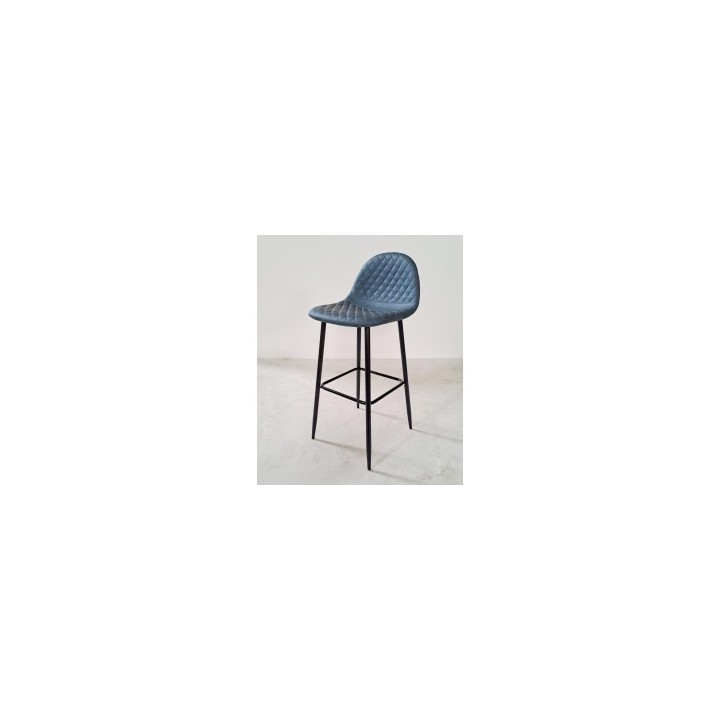 Taburete Boro negro polipiel azul-|Taburete bar - ESTILO VELVET
