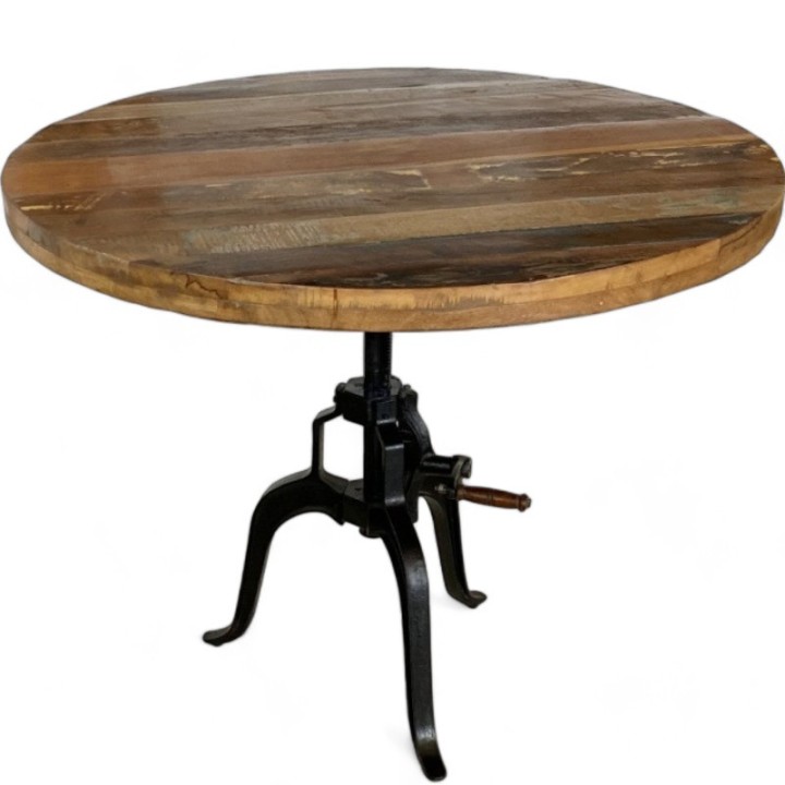 Mesa Elevable Lifsen|mesa vintage redonda madera reciclada