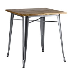 Mesa Tolix 70x70 madera natural-Mesa Vintage- Sillas y Mesas de madera