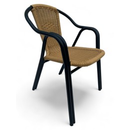 Sillón Aluminio Negro Cullera| Sillón terraza apilable barato