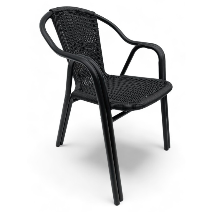 Sillón Aluminio Negro Cullera| Mobiliario Hostelería-Sillas y Mesas de madera