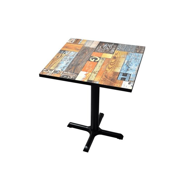 Mesa vintage bar 80x80 Sena C3| Mesa cafeteria barata pie central