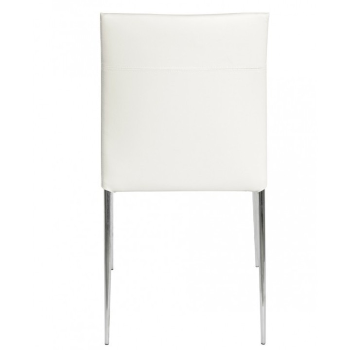 Silla Hotel cromada, polipiel blanca- Sillas y Mesas de madera