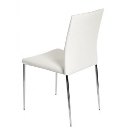 Silla Hotel cromada polipiel blanco