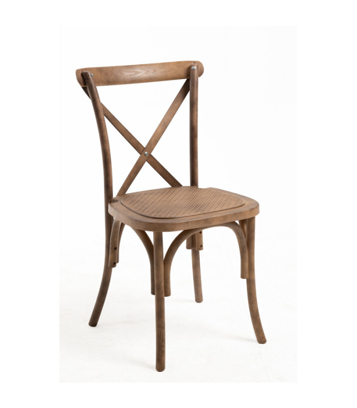Pack 4 Sillas Thonet Polipropileno efecto Rattan y Madera