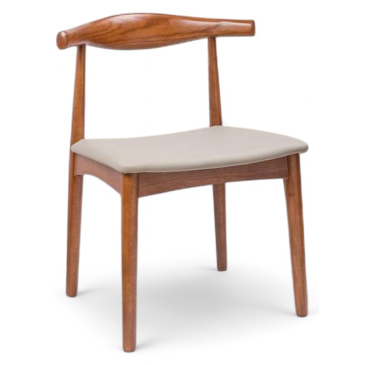 Silla Walnut madera Fresno tapizado beige