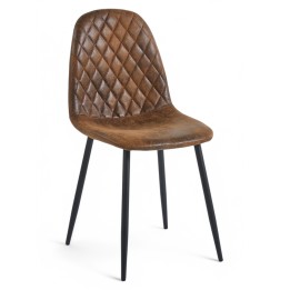 Silla Boro Black tapizada rombos Café