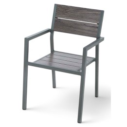 Sillón clásico de estructura aluminio gris |uso exterior. Apilable.