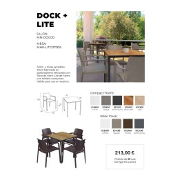 Pack mesa Lite y 4 sillón Dock - Promoción de mesas y sillas de bar