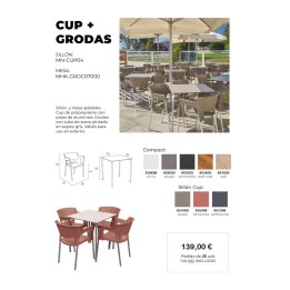 Pack Terraza Hostelería Mesa Grodas y 4 Sillas CUP | Mayorista