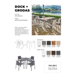 Pack mesa Grodas y 4 sillón Dock - Promoción de mesas y sillas de bar