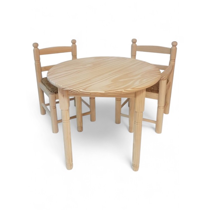 PacK Infantil 1 Mesa +2 sillas madera anea