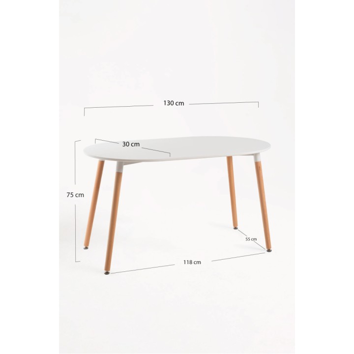Mesa Nórdic Ovalada 130 cm x 80 cm- Sillas y Mesas de madera FJM
