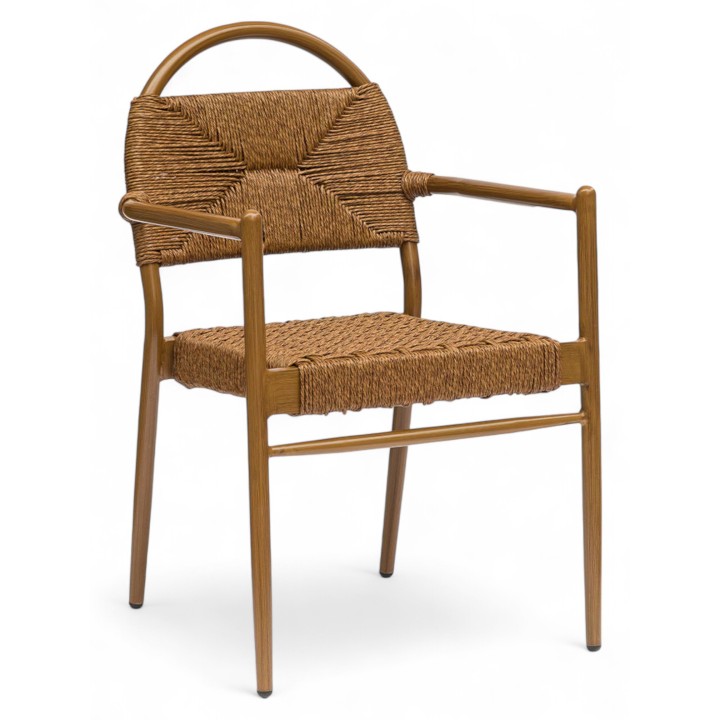 Sillón de aluminio y médula apilable| Sillón Cazorla exterior apilable