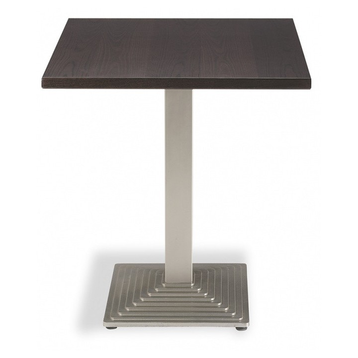 mesa pie central titanio y tablero melamina wengue