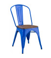 Silla Tolix azul madera