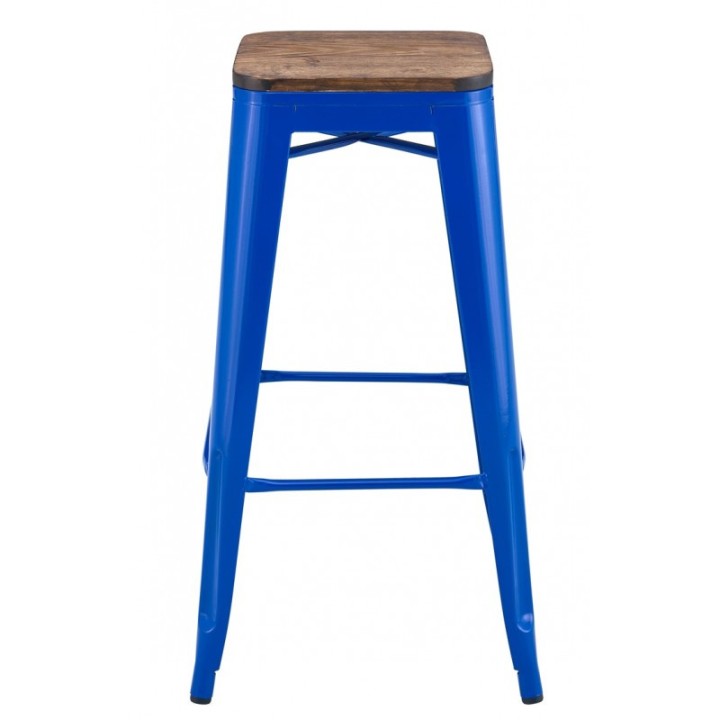 ➤ Taburete Tolix acero azul madera 【 MOBILIARIO HOSTELERIA ONLINE 】