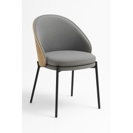 Silla Cosmos Tela gris con respaldo tapizado en madera - Silla Comedor