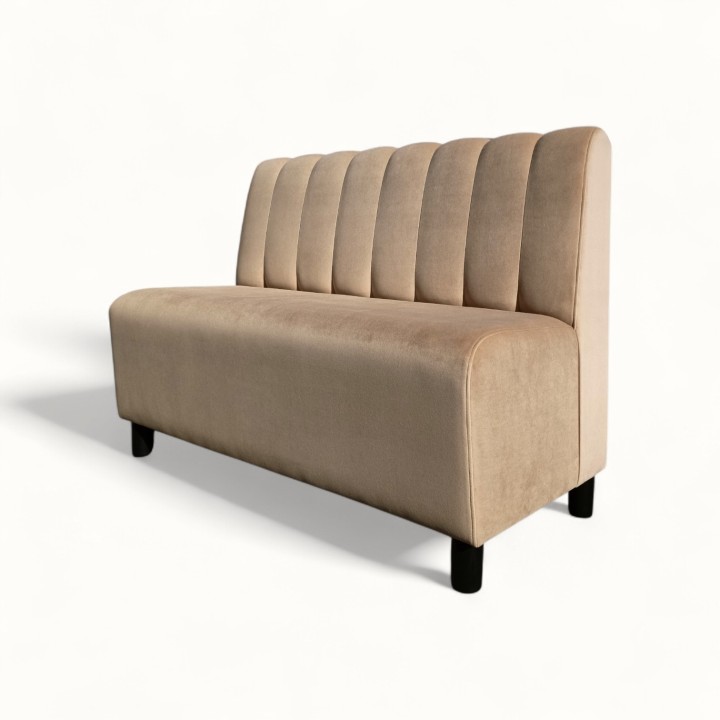 Sofá Lisboa a rayas tapizado -Sillas y Mesas de madera |Sofas vintage