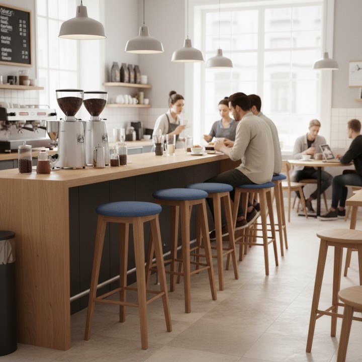 Taburete Florencia de Madera Haya tapizado | Mobiliario de Hostelería