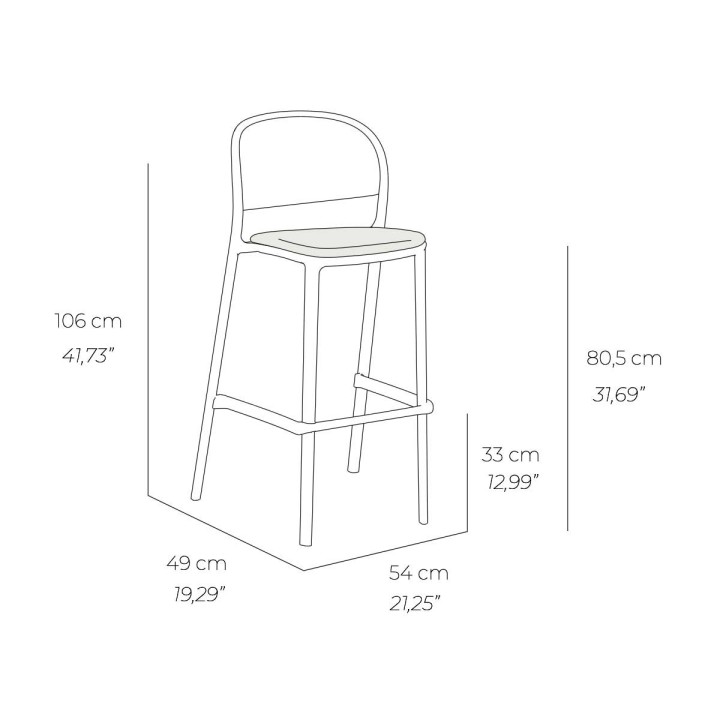 ▷Taburete Trena Pad | Mobiliario bares- Taburete asiento acolchado