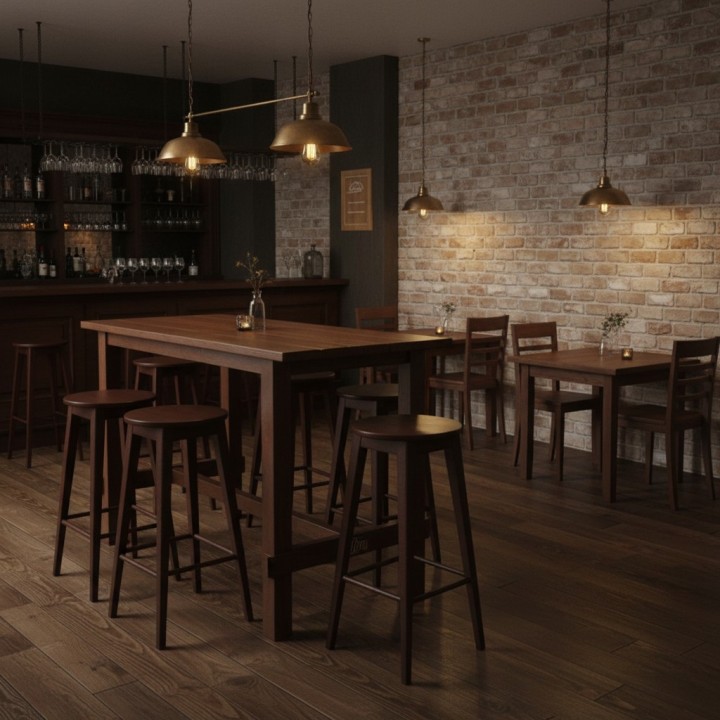 Taburete Florencia hosteleria|Taburetes de madera para barras de bar