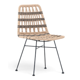 Silla de Exterior Otter ! Decoradores – Hierro Negro y Wicker Sintético Natural