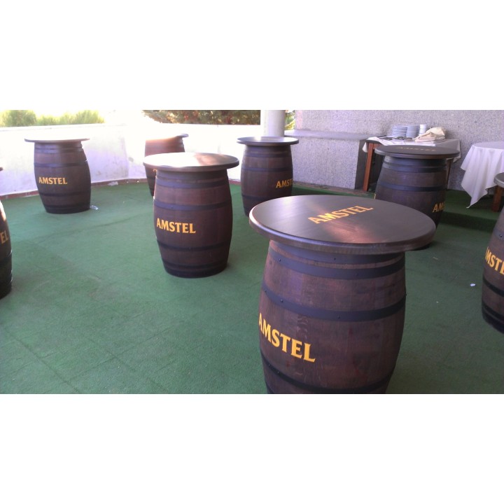 Barricas bares con tablero madera| Sillas y Mesas de madera	