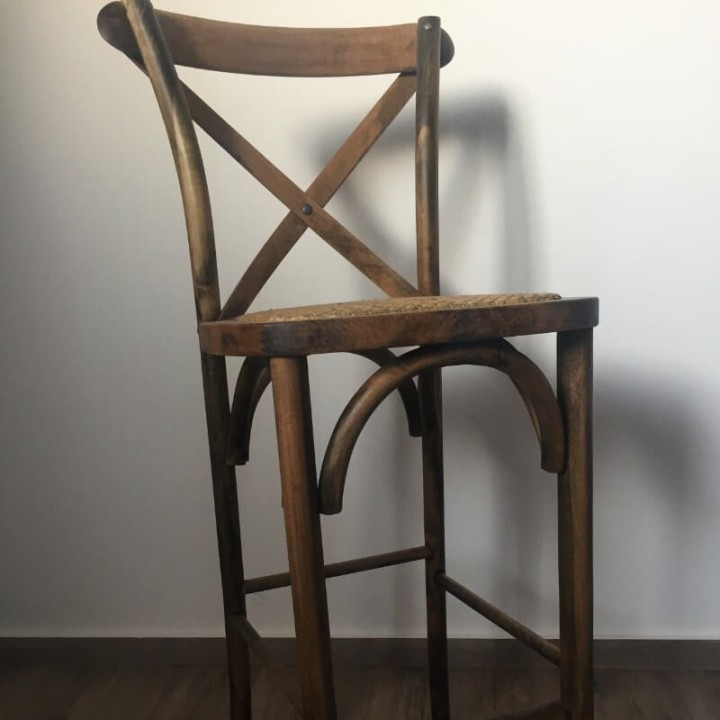 Taburete Thonet Respaldo nogal y ratán|Sillas y Mesas de madera