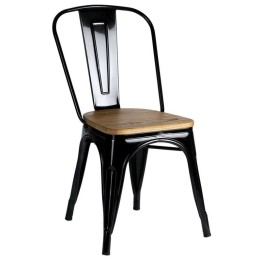 Silla Tolix asiento madera clarito multicolor-Sillas vintage