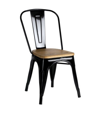 Silla Tolix asiento madera clarito multicolor-Sillas vintage