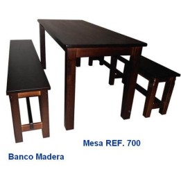 Pack 8: Mesa Hostelería + 2 Bancos Madera