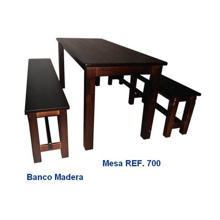 Pack 8: Mesa Hostelería + 2 Bancos Madera