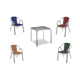 Pack 32: Mesa hostelería aluminio + 4 Sillas Javea Rattán 