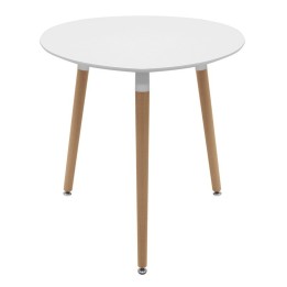 Mesa Nórdica Redonda Blanca 90 cm- Mesa madera cafeterias y hogares 