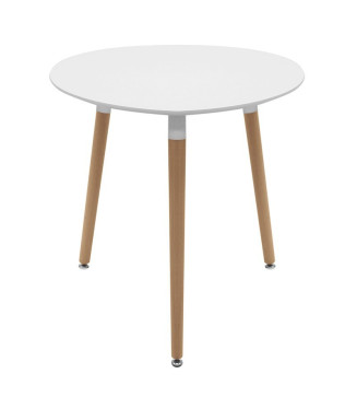 Mesa Nórdica Redonda Blanca 90 cm- Mesa madera cafeterias y hogares