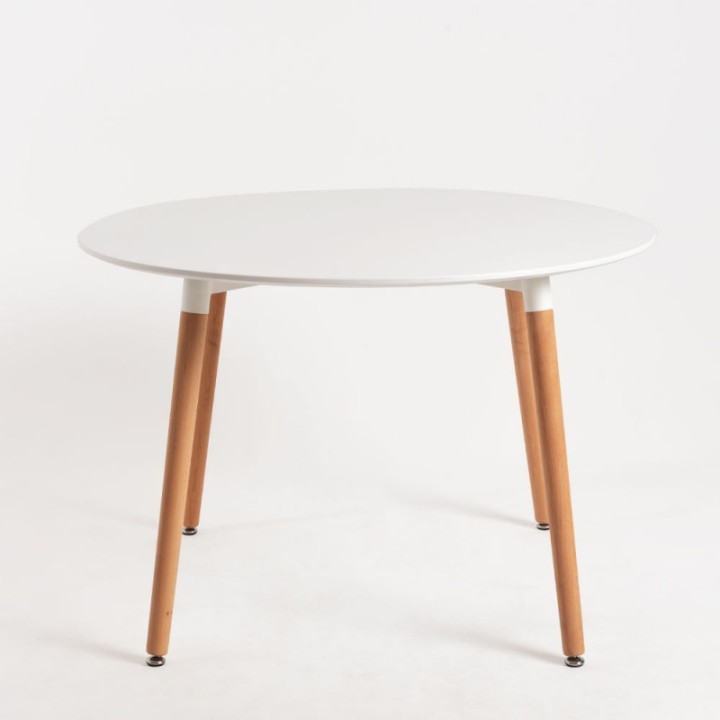 Mesa Nórdica Redonda Blanca 110 cm- Mesa madera comedor baratas