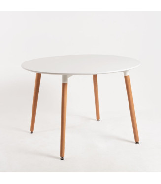 Mesa Nórdica Redonda Blanca 110 cm- Mesa madera comedor baratas