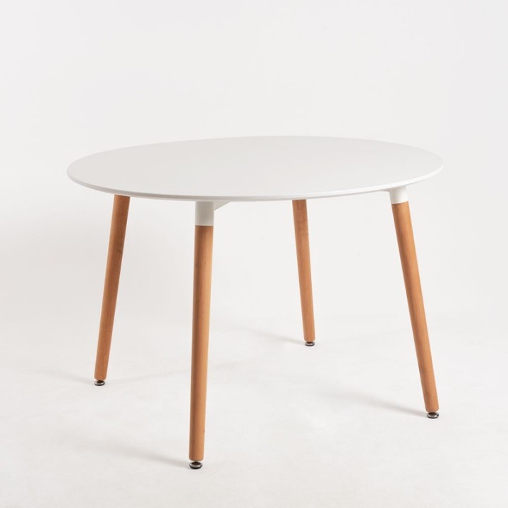 Mesa Nórdica Redonda Blanca 110 cm- Mesa madera comedor baratas