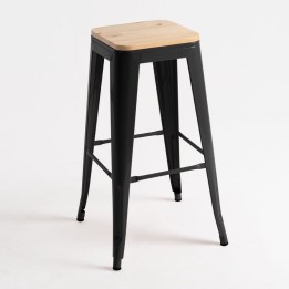Taburete Tolix asiento madera |Taburete industrial y vintage- retro
