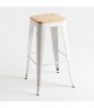 Taburete Tolix asiento madera natural