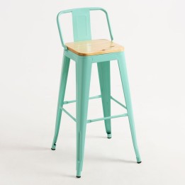 Taburete Tolix Respaldo asiento madera|Taburete Tolix de estilo industrial, fabricado en acero