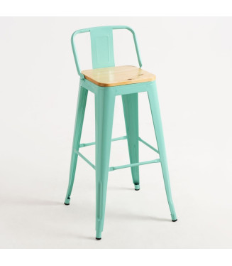 Taburete Tolix Respaldo asiento madera|Taburete Tolix de estilo industrial, fabricado en acero