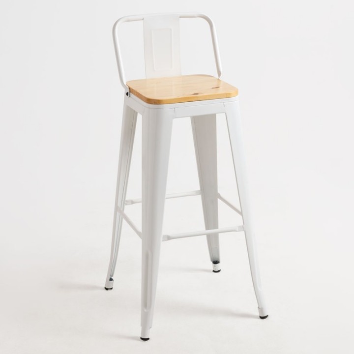 Taburete Vintage | Taburete Tolix Respaldo asiento madera natural‎