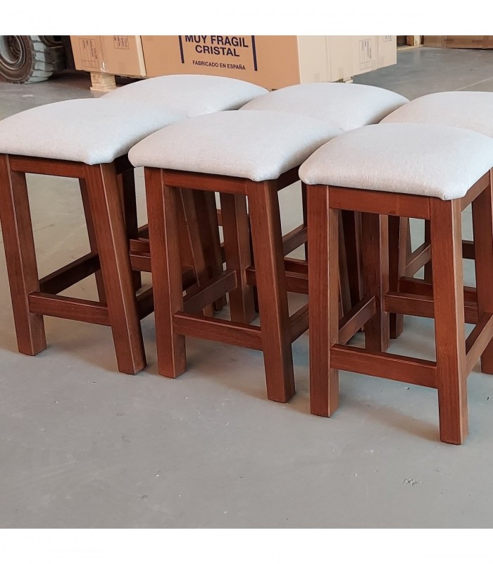 Taburete Alcora Bajo | Taburete madera pino cocinas|Taburetes tapizados