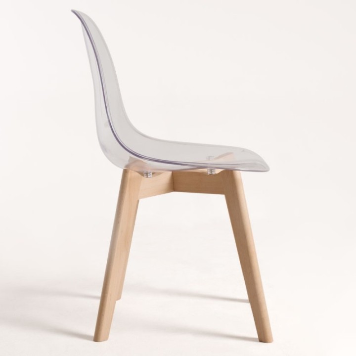 Silla transparente- Armazon madera haya y asiento y respaldo Policarbonato