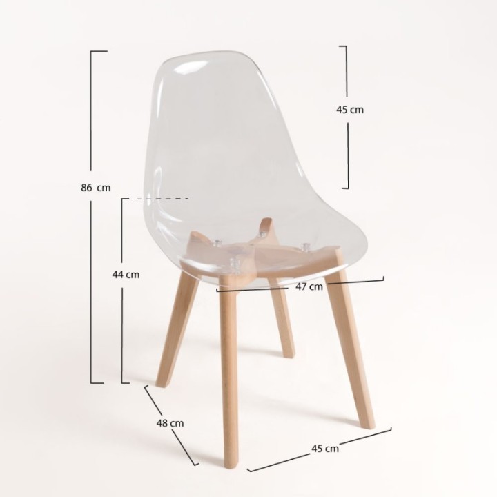 Silla transparente- Armazon madera haya y asiento y respaldo Policarbonato