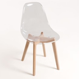 Silla transparente- Armazon madera haya y asiento y respaldo Policarbonato